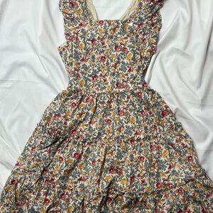 Polo by Ralph Lauren Cream Floral Sundress with Mustard & Blue Accents